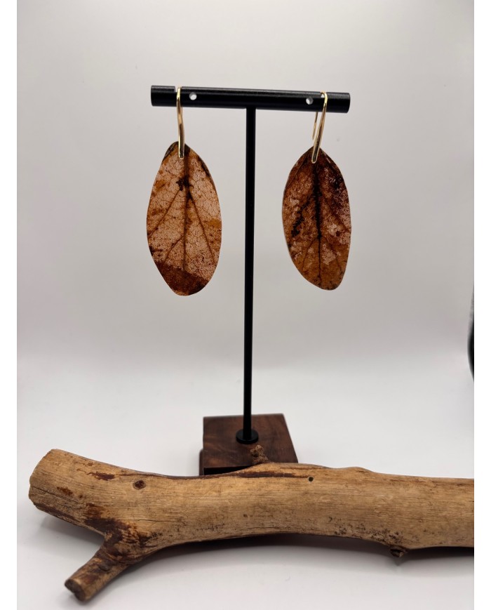 PENDIENTES ARTESANOS DE HOJA NATURAL ESQUELETIZADA