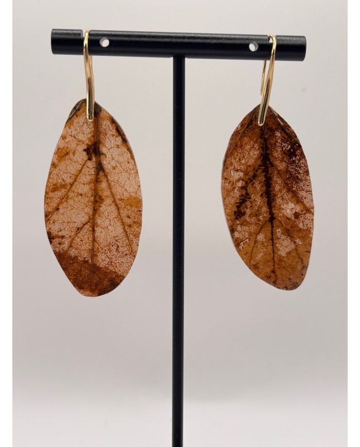 PENDIENTES ARTESANOS DE HOJA NATURAL ESQUELETIZADA