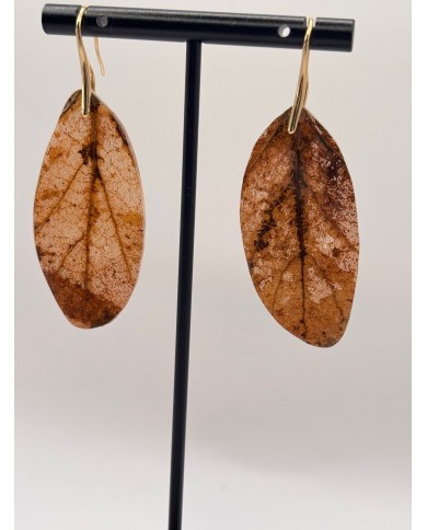 PENDIENTES ARTESANOS DE HOJA NATURAL ESQUELETIZADA
