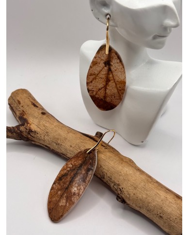 PENDIENTES ARTESANOS DE HOJA NATURAL ESQUELETIZADA