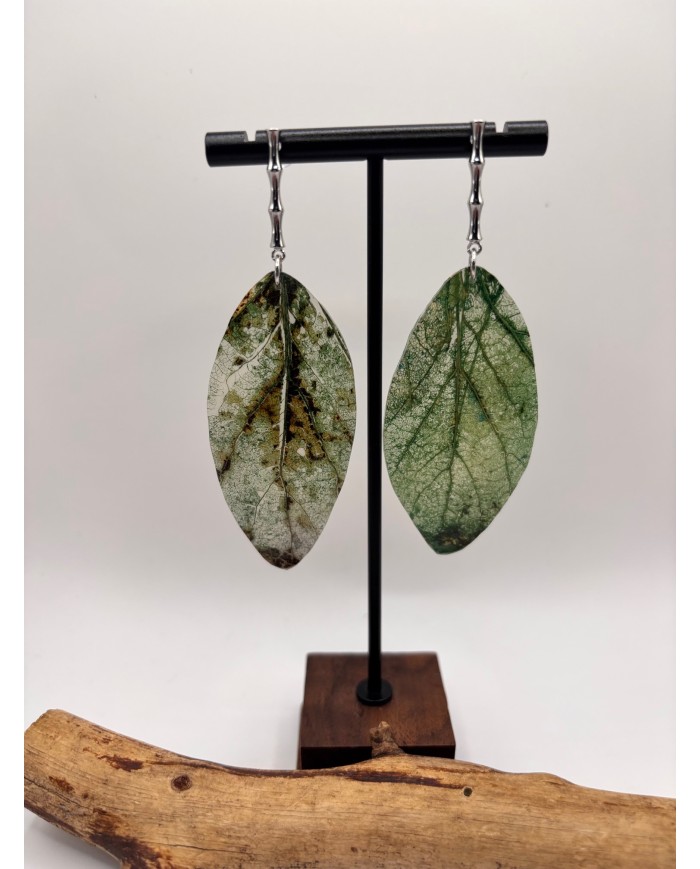 PENDIENTES DE HOJA NATURAL ESQUELETIZADA