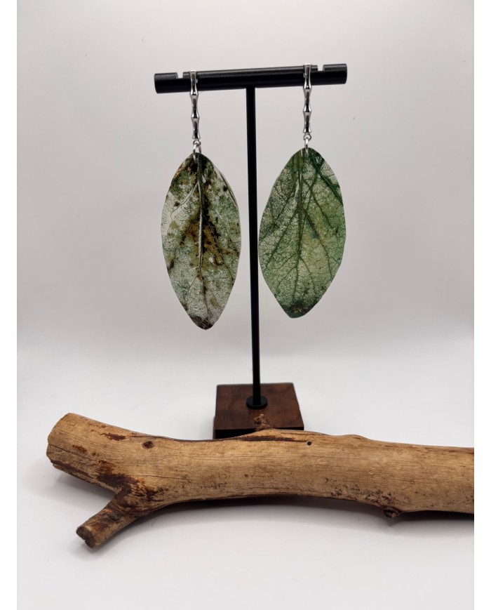 PENDIENTES DE HOJA NATURAL ESQUELETIZADA
