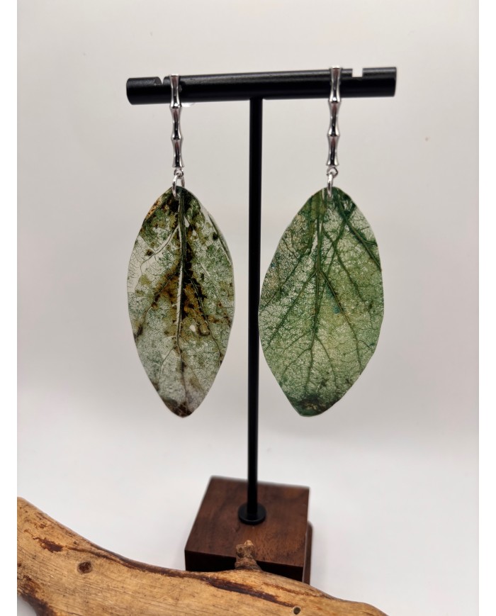 PENDIENTES DE HOJA NATURAL ESQUELETIZADA
