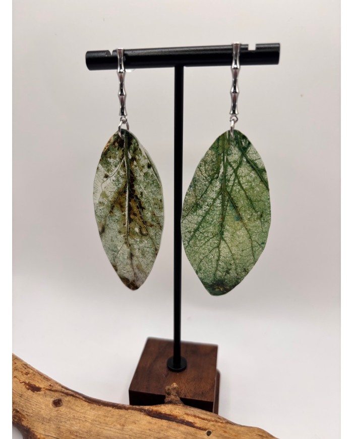 PENDIENTES DE HOJA NATURAL ESQUELETIZADA