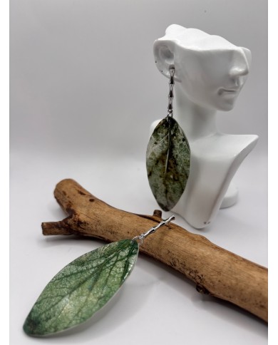 PENDIENTES DE HOJA NATURAL ESQUELETIZADA