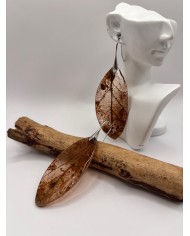 PENDIENTES ARTESANOS DE HOJA NATURAL ESQUELETIZADA
