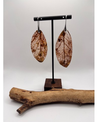 PENDIENTES ARTESANOS DE HOJA NATURAL ESQUELETIZADA