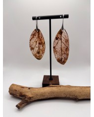 PENDIENTES ARTESANOS DE HOJA NATURAL ESQUELETIZADA