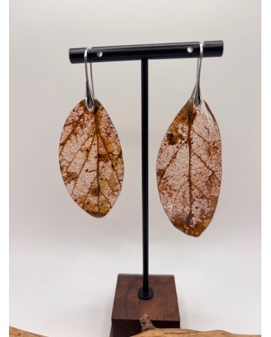 PENDIENTES ARTESANOS DE HOJA NATURAL ESQUELETIZADA