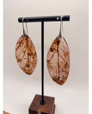 PENDIENTES ARTESANOS DE HOJA NATURAL ESQUELETIZADA