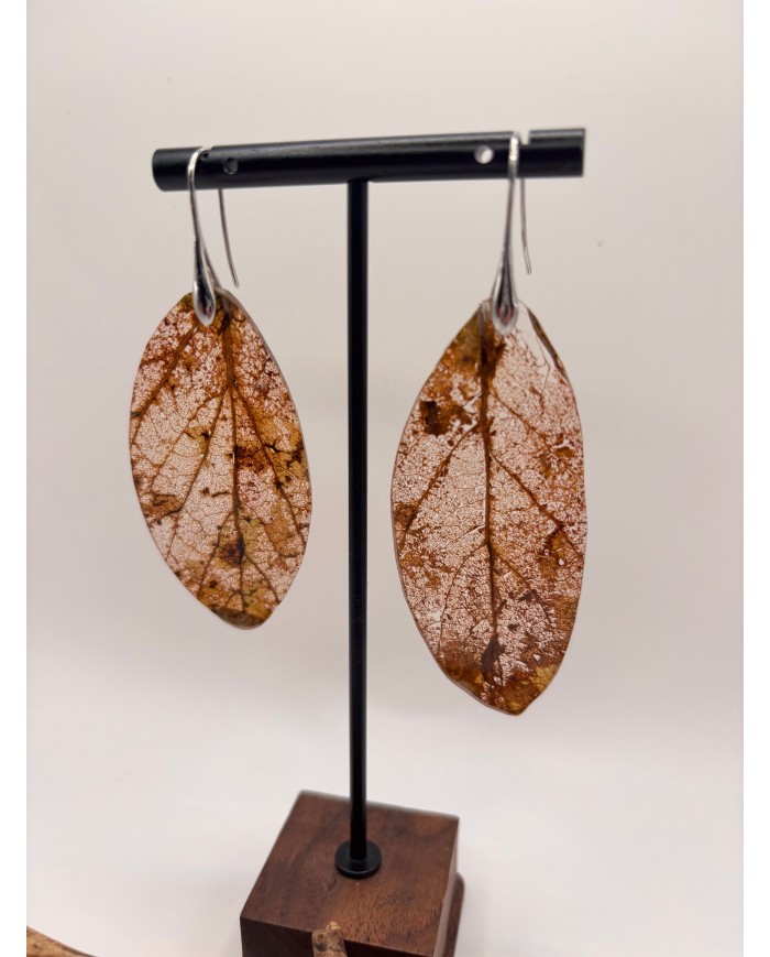 PENDIENTES ARTESANOS DE HOJA NATURAL ESQUELETIZADA