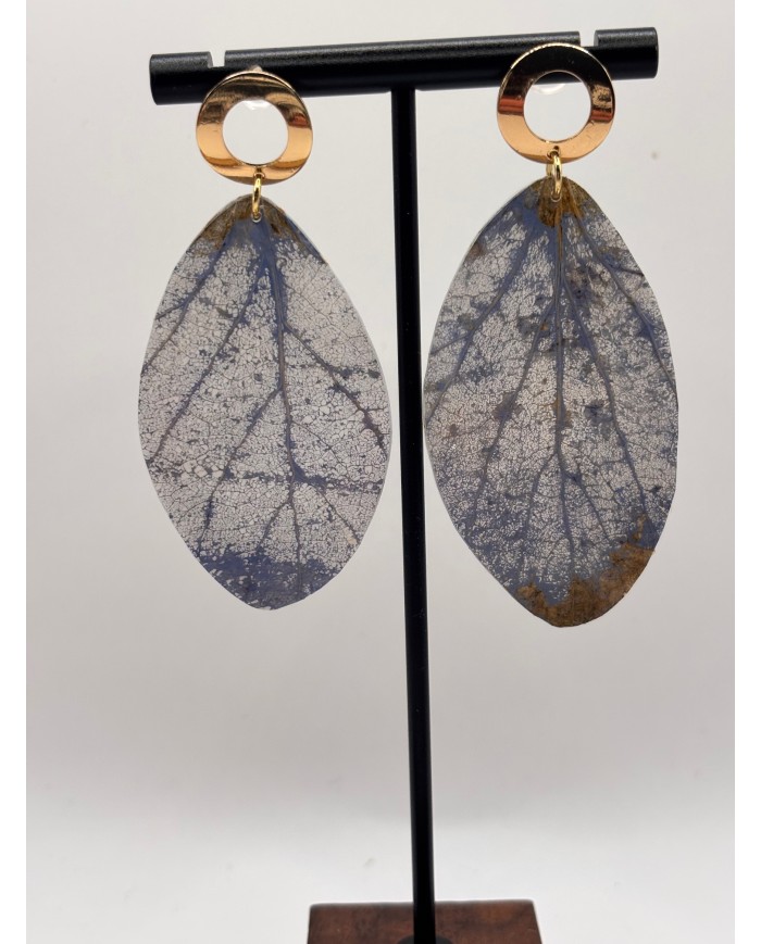 PENDIENTES ARTESANOS DE HOJA NATURAL ESQUELETIZADA