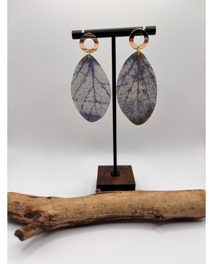PENDIENTES ARTESANOS DE HOJA NATURAL ESQUELETIZADA