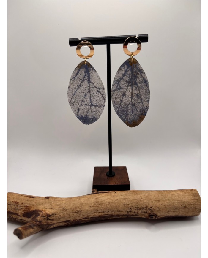 PENDIENTES ARTESANOS DE HOJA NATURAL ESQUELETIZADA