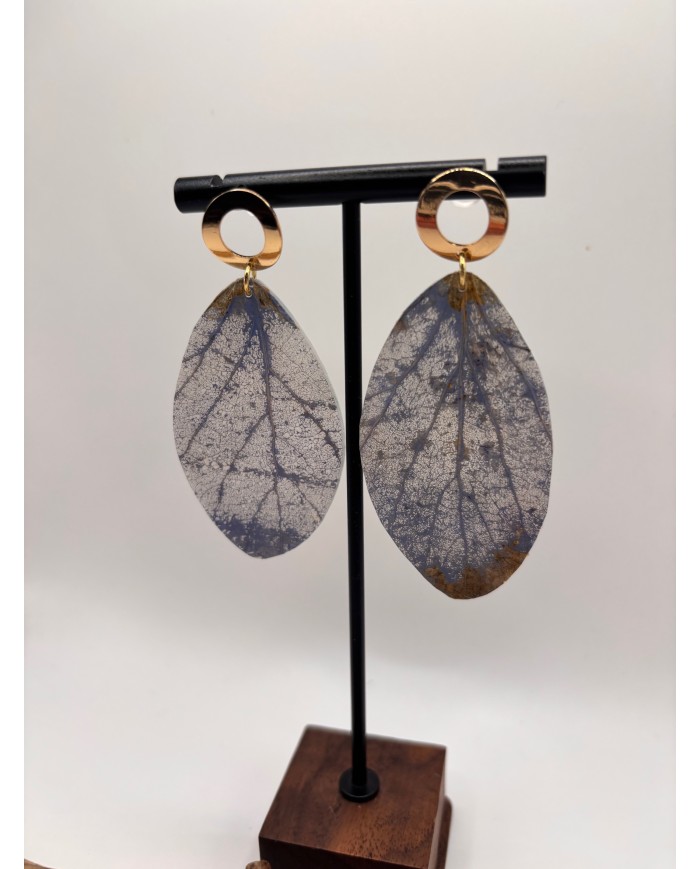 PENDIENTES ARTESANOS DE HOJA NATURAL ESQUELETIZADA