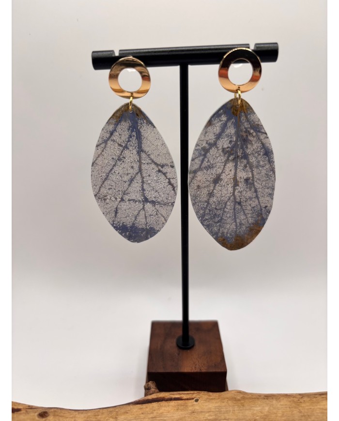 PENDIENTES ARTESANOS DE HOJA NATURAL ESQUELETIZADA