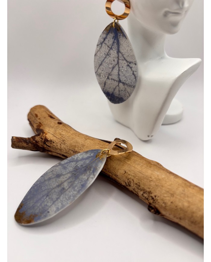PENDIENTES ARTESANOS DE HOJA NATURAL ESQUELETIZADA