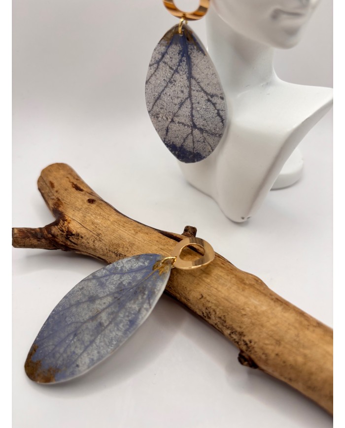 PENDIENTES ARTESANOS DE HOJA NATURAL ESQUELETIZADA