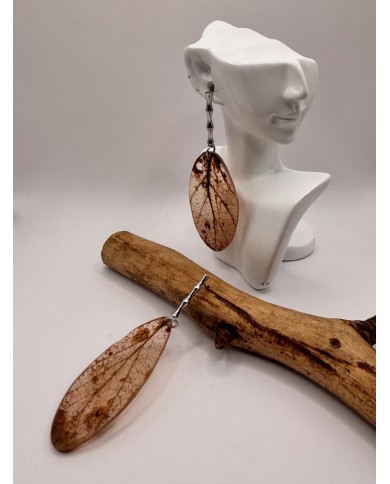 PENDIENTES DE HOJA NATURAL ESQUELETIZADA