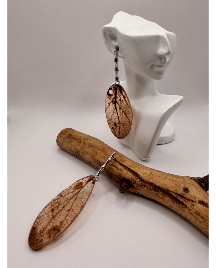 PENDIENTES DE HOJA NATURAL ESQUELETIZADA
