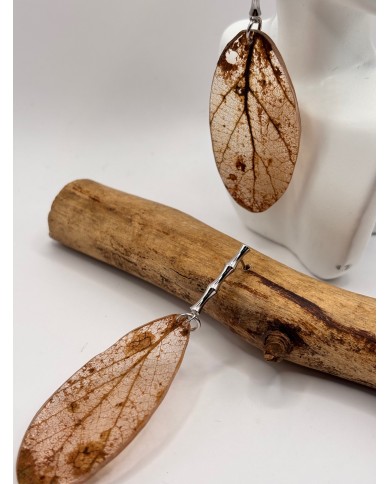 PENDIENTES DE HOJA NATURAL ESQUELETIZADA