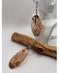 PENDIENTES DE HOJA NATURAL ESQUELETIZADA