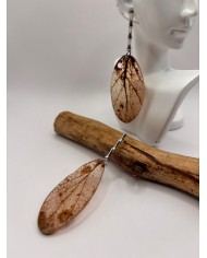 PENDIENTES DE HOJA NATURAL ESQUELETIZADA