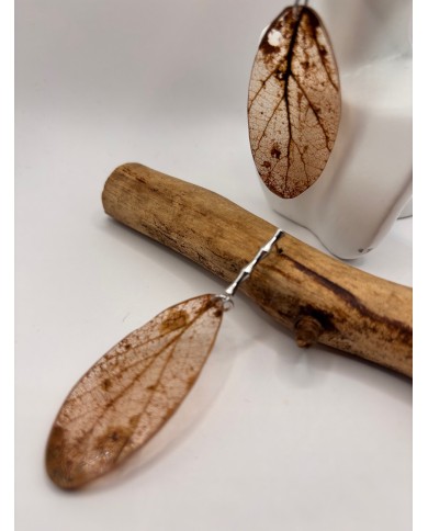 PENDIENTES DE HOJA NATURAL ESQUELETIZADA