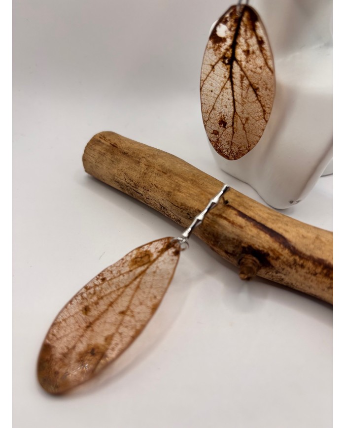 PENDIENTES DE HOJA NATURAL ESQUELETIZADA