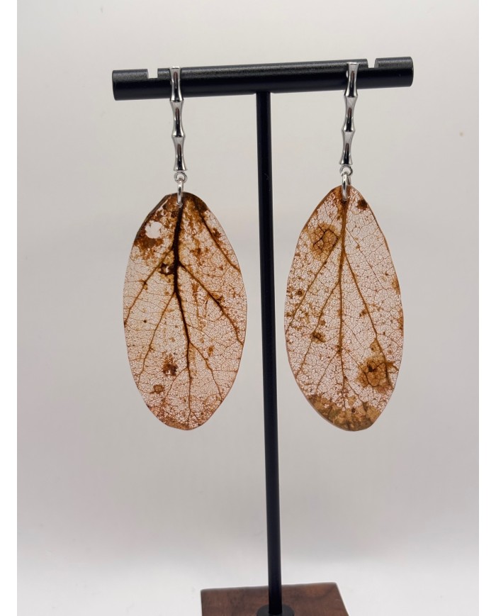 PENDIENTES DE HOJA NATURAL ESQUELETIZADA