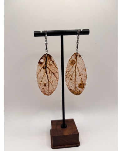 PENDIENTES DE HOJA NATURAL ESQUELETIZADA