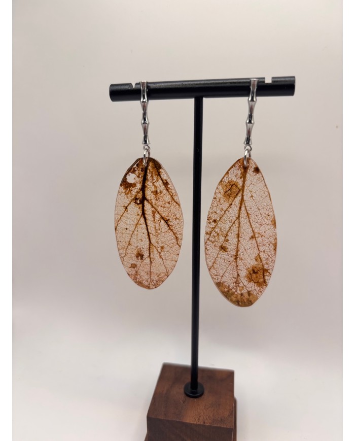 PENDIENTES DE HOJA NATURAL ESQUELETIZADA