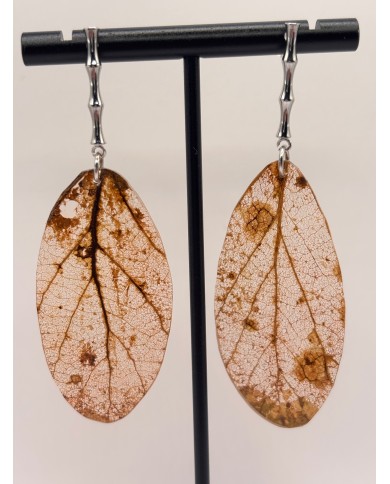 PENDIENTES DE HOJA NATURAL ESQUELETIZADA