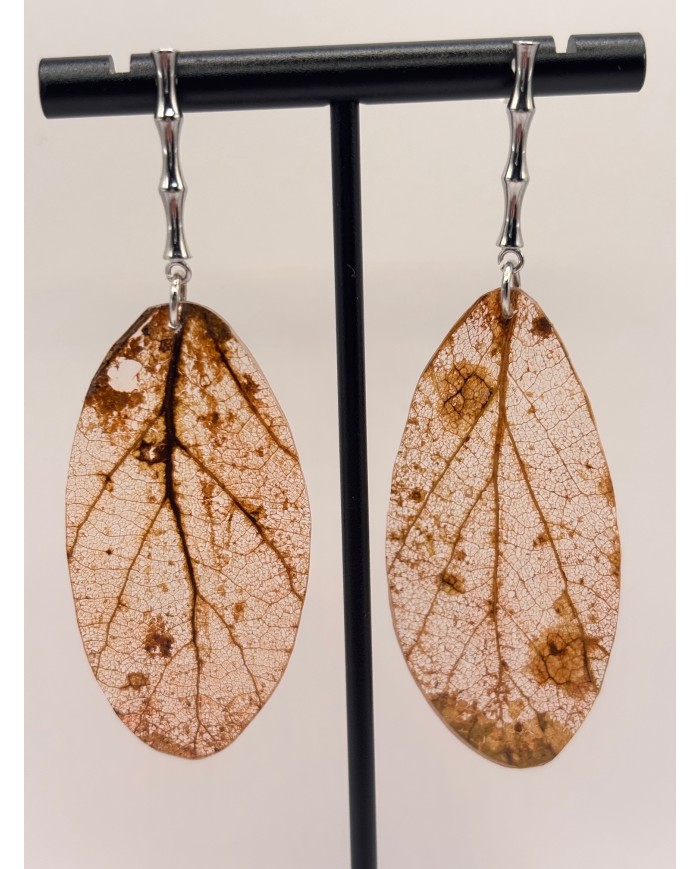 PENDIENTES DE HOJA NATURAL ESQUELETIZADA