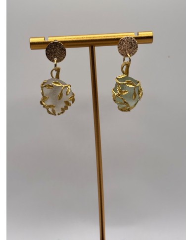 PENDIENTES ARTESANOS DE CRISTAL MARINO