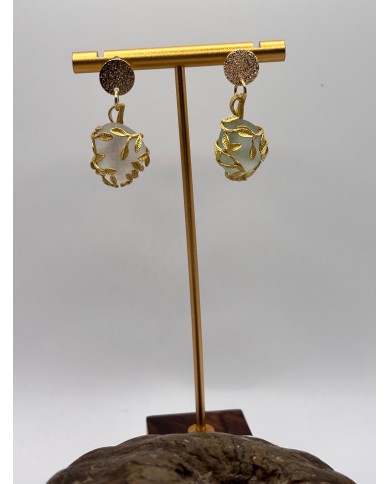 PENDIENTES ARTESANOS DE CRISTAL MARINO