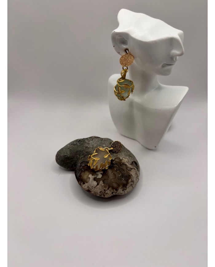 PENDIENTES ARTESANOS DE CRISTAL MARINO