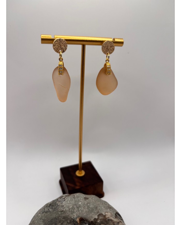 PENDIENTES ARTESANOS DE CRISTAL MARINO O LÁGRIMAS DE SIRENA