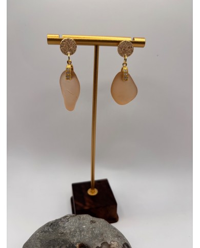 PENDIENTES ARTESANOS DE CRISTAL MARINO O LÁGRIMAS DE SIRENA