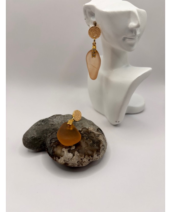 PENDIENTES ARTESANOS DE CRISTAL MARINO O LÁGRIMAS DE SIRENA