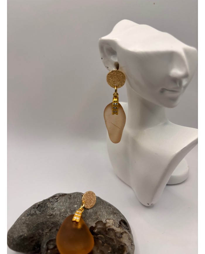 PENDIENTES ARTESANOS DE CRISTAL MARINO O LÁGRIMAS DE SIRENA