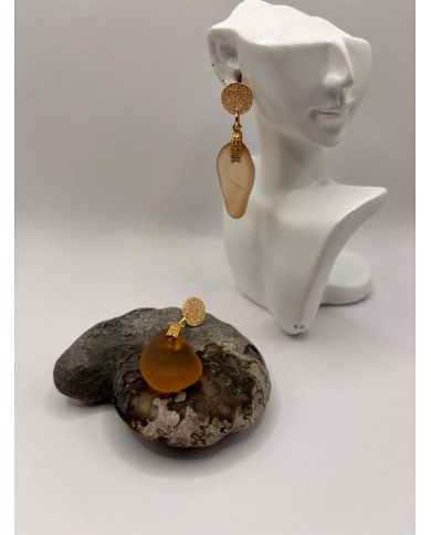 PENDIENTES ARTESANOS DE CRISTAL MARINO O LÁGRIMAS DE SIRENA