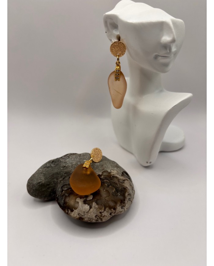 PENDIENTES ARTESANOS DE CRISTAL MARINO O LÁGRIMAS DE SIRENA