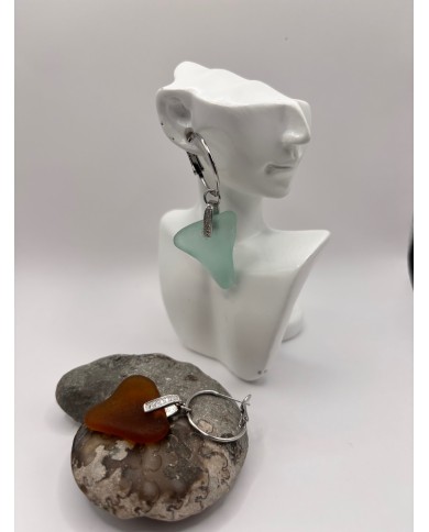 PENDIENTES ARTESANOS DE CRISTAL MARINO