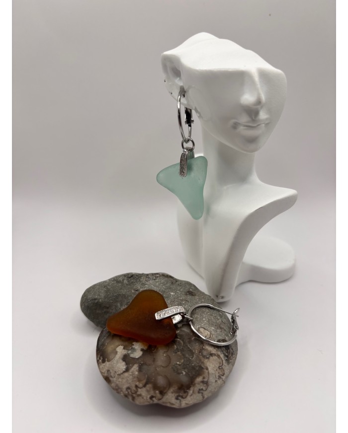 PENDIENTES ARTESANOS DE CRISTAL MARINO