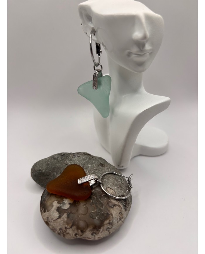 PENDIENTES ARTESANOS DE CRISTAL MARINO