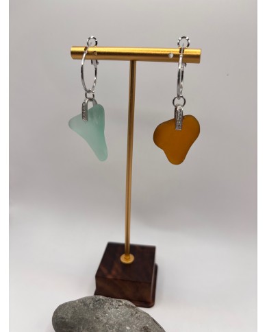 PENDIENTES ARTESANOS DE CRISTAL MARINO