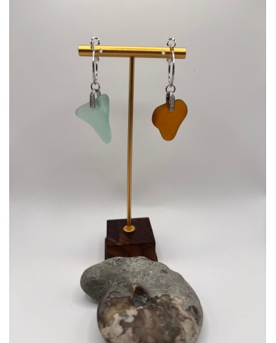 PENDIENTES ARTESANOS DE CRISTAL MARINO