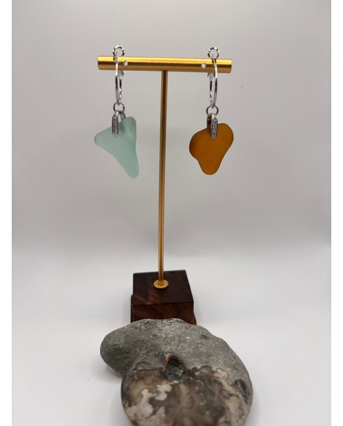 PENDIENTES ARTESANOS DE CRISTAL MARINO