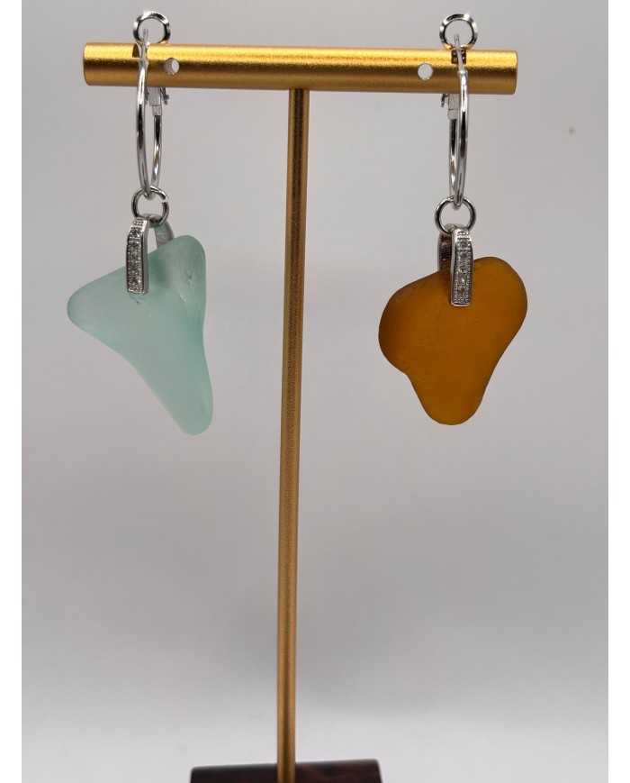 PENDIENTES ARTESANOS DE CRISTAL MARINO